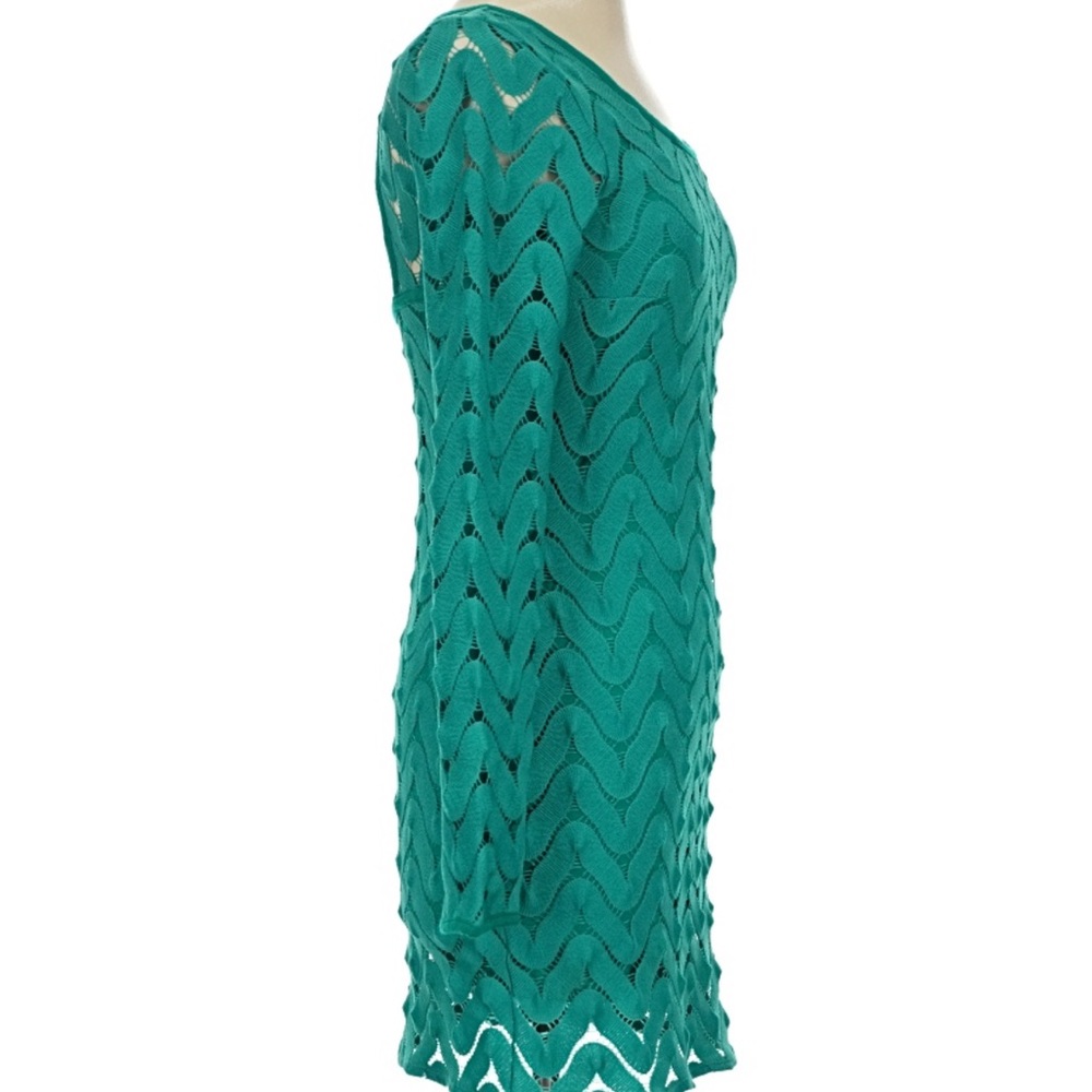 Free People Wild Thing Emerald Green Crochet Dress Size Medium Preppy Boho Party